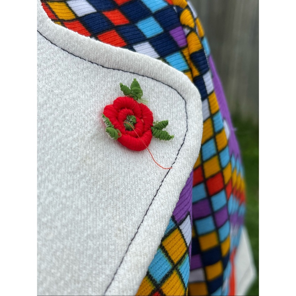 Vintage 60s Mod Colorful Floral Geometric Wide Collar Button Up Shirt - Picture 5 of 13